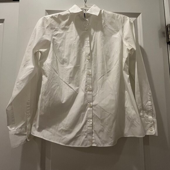 Lands’ End Women's White No Iron Pinpoint Oxford Long Sleeve Dress Shirt Size 2 - Picture 1 of 3